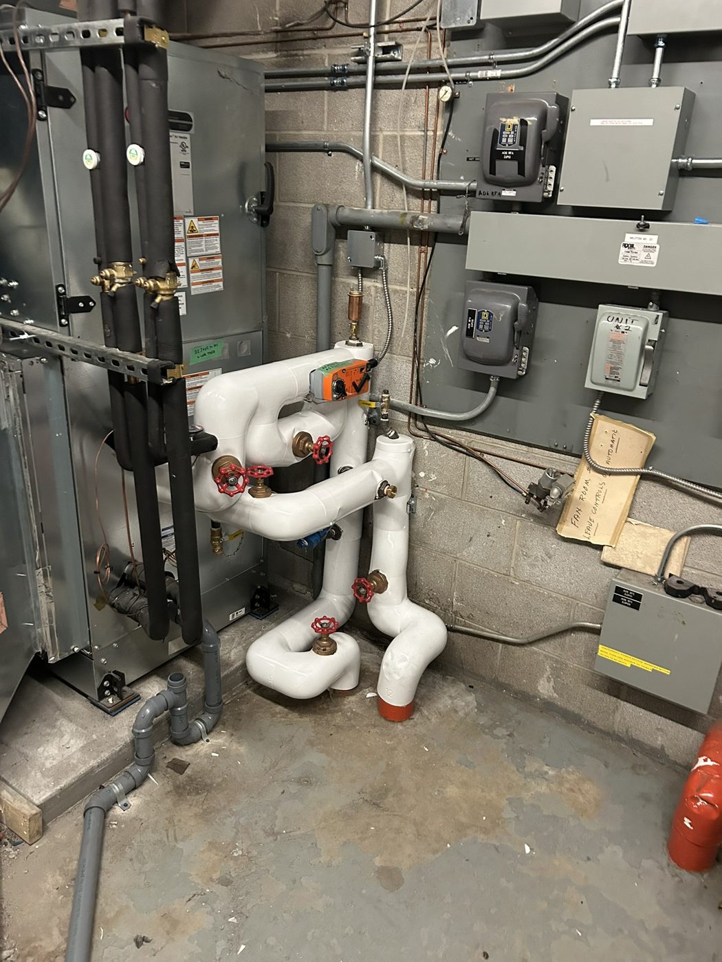 Insulated boiler room piping